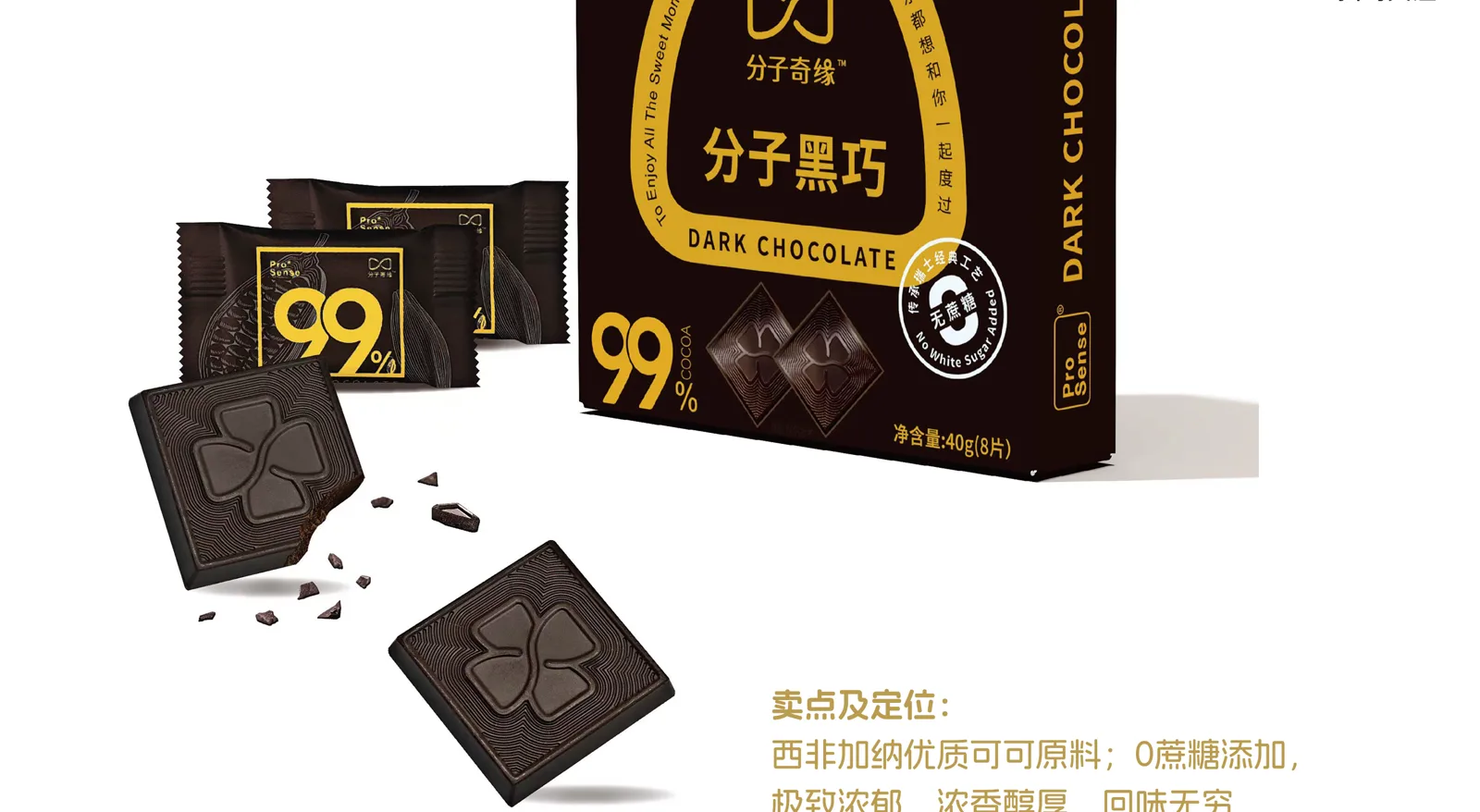 Dark Chocolate Bars 55% / 75% / 88% / 99% (40 g)